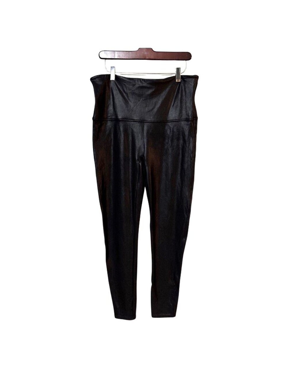 Spanx 2X Black Faux Leather High-Waisted Leggings For Women